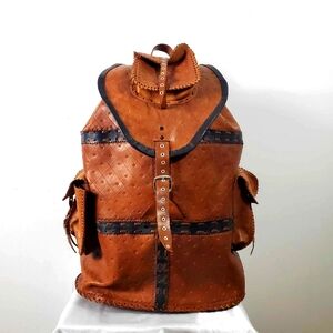 Vintage Leather Handmade Big Backpack